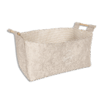 Beige Rectangular Basket with Wooden Handle Maxi Size