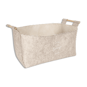Beige Rectangular Basket with Wooden Handle Maxi Size