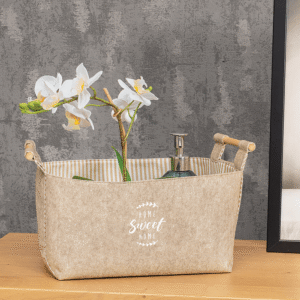 Beige Rectangular Basket with Wooden Handle Maxi Size2