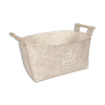 Beige Rectangular Basket with Wooden Handle Mini Size