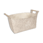 Beige Rectangular Basket with Wooden Handle Mini Size