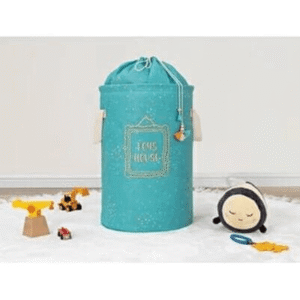 Blue Baby Round Basket with Drawstring Cover2