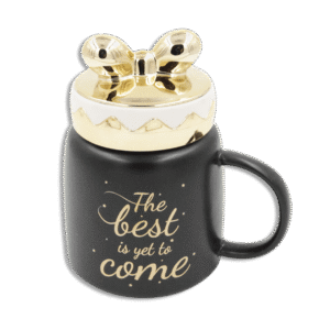 Butterfly Tie Lid Black Mug