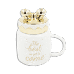 Butterfly Tie Lid White Mug