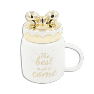 Butterfly Tie Lid White Mug