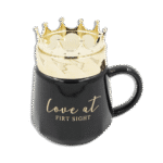 Crown Lid Black Glass Mug