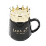 Crown Lid Black Glass Mug