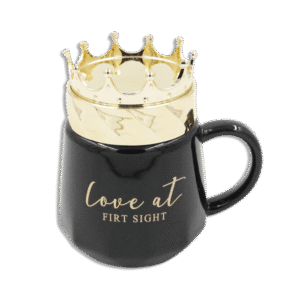 Crown Lid Black Glass Mug