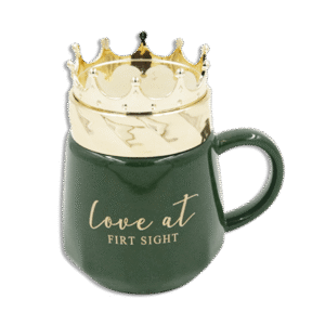 Crown Lid Green Glass Mug