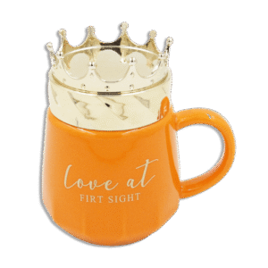 Crown Lid Orange Glass Mug