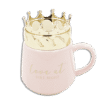 Crown Lid Pink Glass Mug