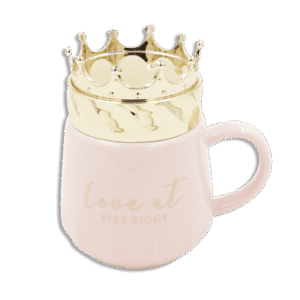 Crown Lid Pink Glass Mug