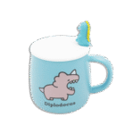 Diplodocus Blue Glass Mug with White Lid