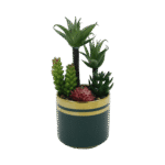 Emrald Vase with Palm Trees and Red Plant