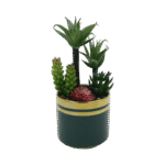 Emrald Vase with Palm Trees and Red Plant