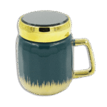 Golden Base Green Mug with Golden Lid