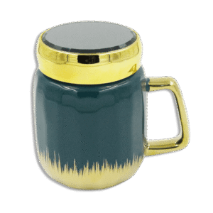 Golden Base Green Mug with Golden Lid