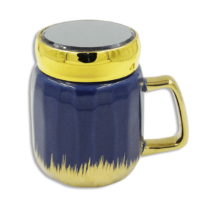 Golden Base Navy Mug With Golden Lid 