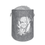 Grey Felt Style Round Basket with Drawstring Cover