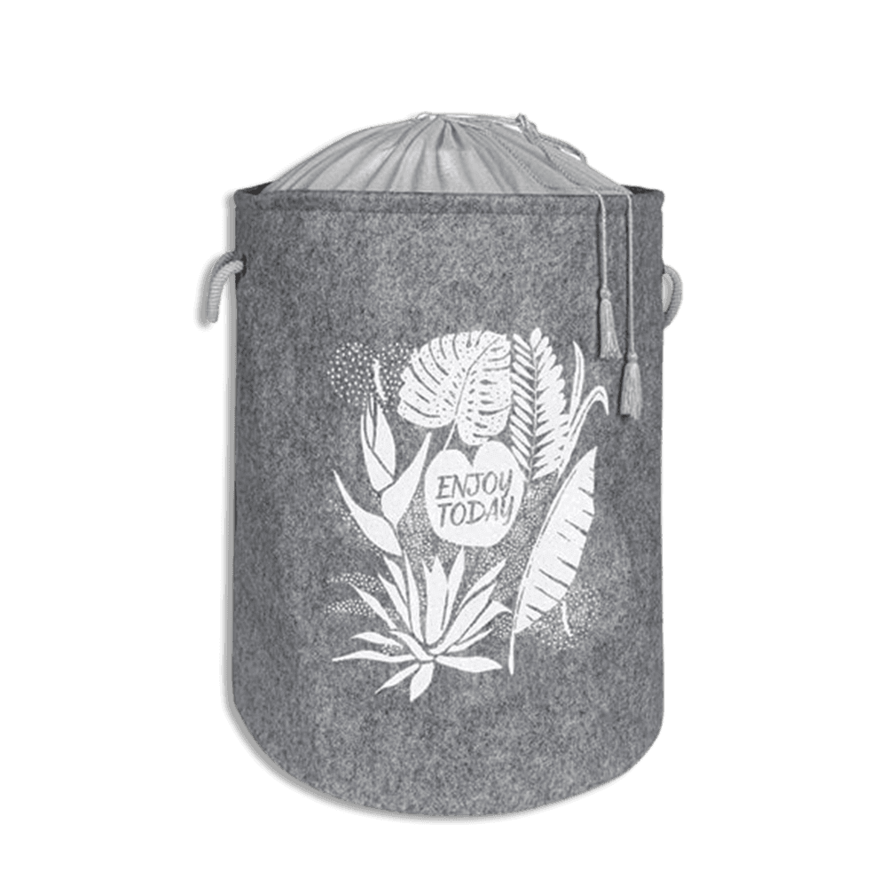 Grey-Felt-Style-Round-Basket-with-Drawstring-Cover