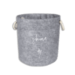 Grey Felt Style Round Basket with Handle Maxi Size