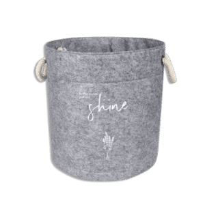Grey Felt Style Round Basket with Handle Maxi Size