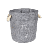 Grey Felt Style Round Basket with Handle Mini Size