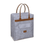 Grey Felt Styles Shoes Bag with Leather Handle