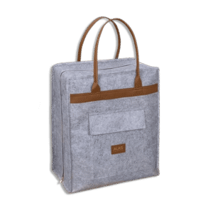 Grey Felt Styles Shoes Bag with Leather Handle
