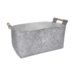 Grey Rectangular Basket with Wooden Handle Maxi Size