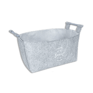 Grey Rectangular Basket with Wooden Handle Mini Size