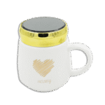 Heart Whtte Glass Mug with Golden Lid