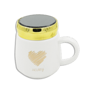 Heart Whtte Glass Mug with Golden Lid