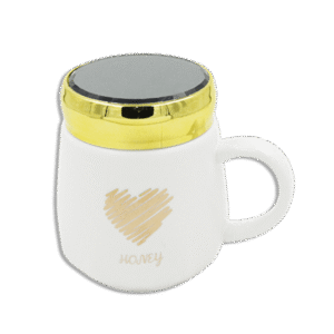 Heart Whtte Glass Mug with Golden Lid