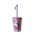 Herevin Unicorn Plastic Cup with Straw