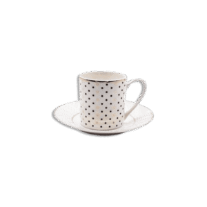 La Table Fine 6Pcs Dotted Marble Set of Coffee Cups with Dishes