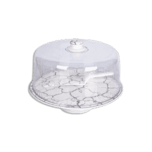 La Table Fine Silver Marble Cake Plate with Lid