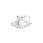 La Table Fine 6Pcs Silver Marble Set of Coffee Cups with Dishes