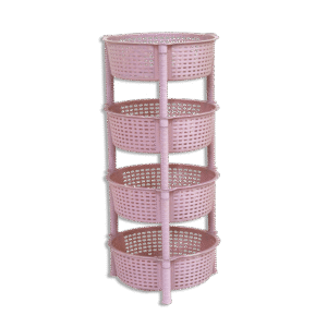 Omega Pink Round 4 Shelf Tier Storage Organizer