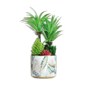 Ornament Vase with Palm Trees and Red Plant