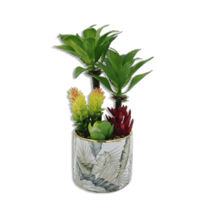 Ornament Vase with Palm Trees and Yellow Plant