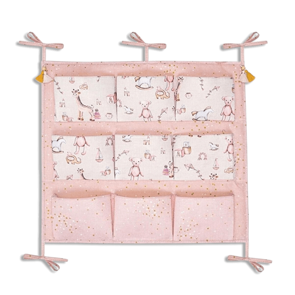 Pink Baby Crib Organizer 9 Pockets