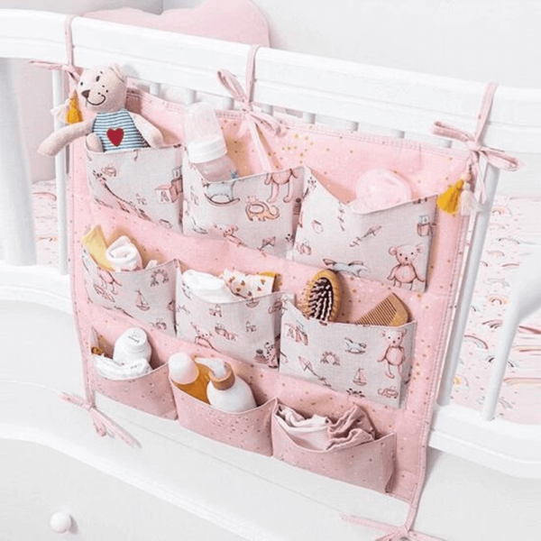 Pink Baby Crib Organizer 9 Pockets2