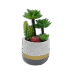 Silver Vase with Gray Base and Palm Trees