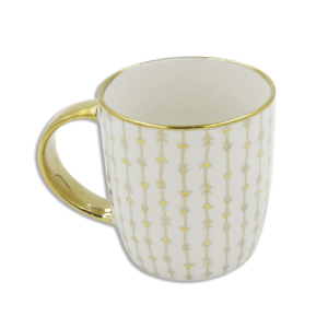 White 350ml Mug With Golden Arrows Pattern