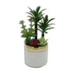 White Vase with Palm Trees and  Plants