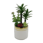 White Vase with Palm Trees and  Plants
