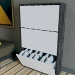 Wooden 3 Layers Shoes Closet White & Black