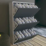 Wooden 3 Layers Shoes Closet White & Grey