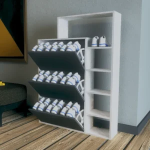 Wooden 5 Layers White Closet with 3 Shoes Layers